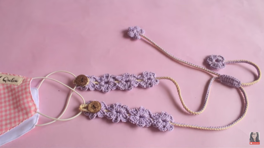 Kalung masker RAJUT 2 in 1 motif bunga simple|| KONEKTOR